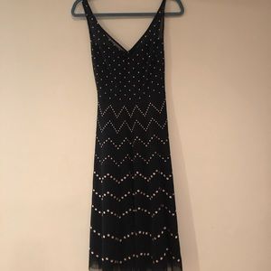 Black and White BCBG Tulle Midi-Dress